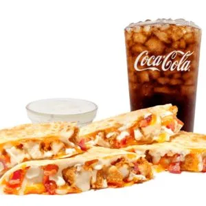 Chicken Bacon Ranch Quesadilla With Drink