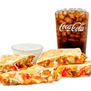 Chicken Fajita Quesadilla With Drink