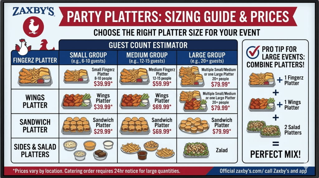 Zaxby’s Party Platter Sizes & Serving Guide