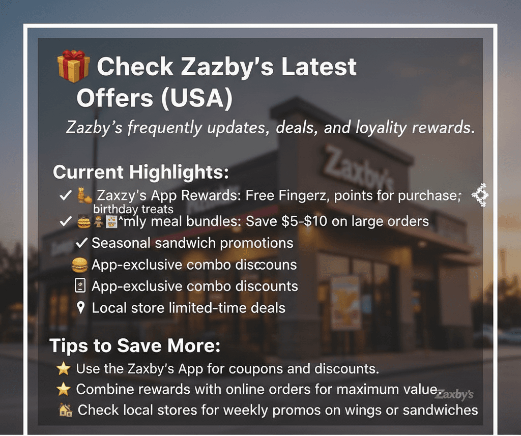 🎁 Check Zaxby’s Latest Offers (USA) at Zaxby's menu price