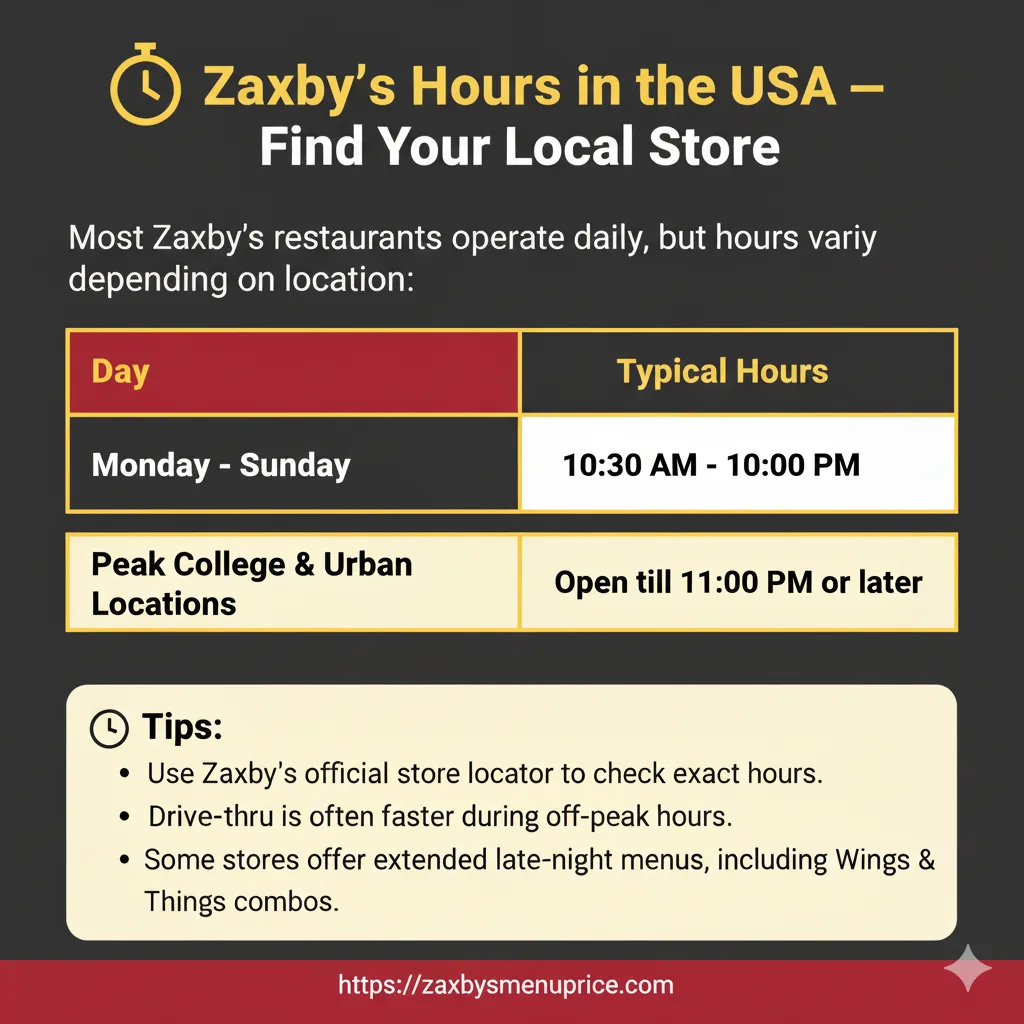 🕒 Zaxby’s Hours in the USA — Find Your Local Store Zaxby's Menu Price