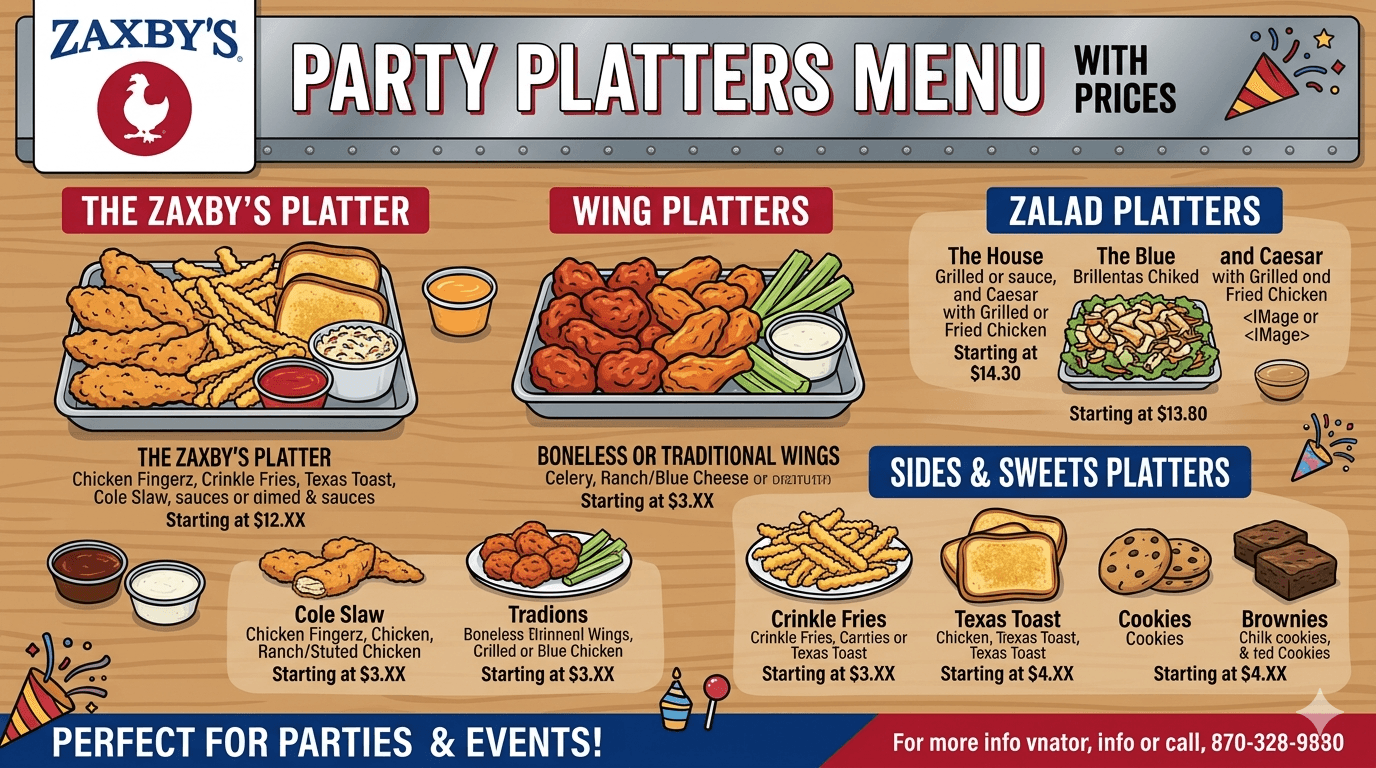 Zaxby’s Party Platters Menu With Prices